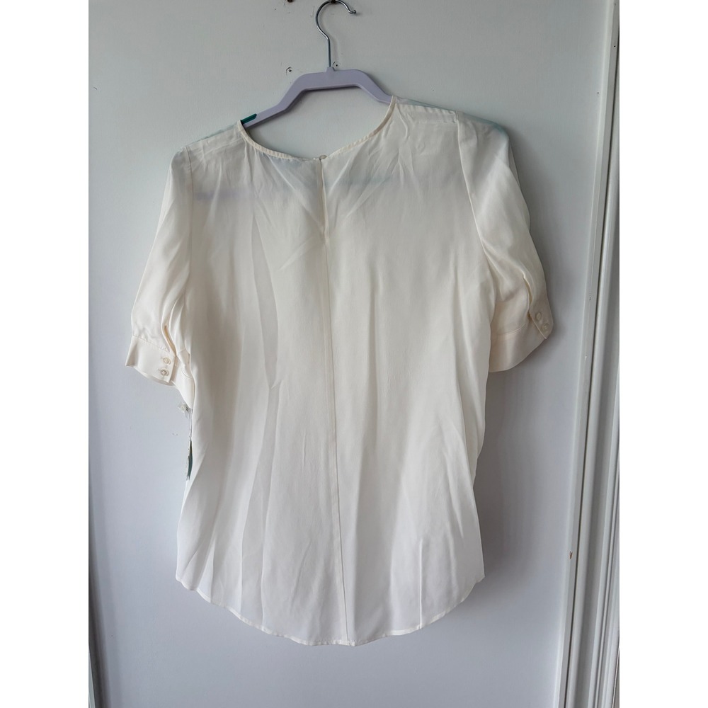 Antonio Melani Tina Blouse Ivory 100% Silk Short Sleeve Button Cuff Top NWT M - Picture 2 of 8